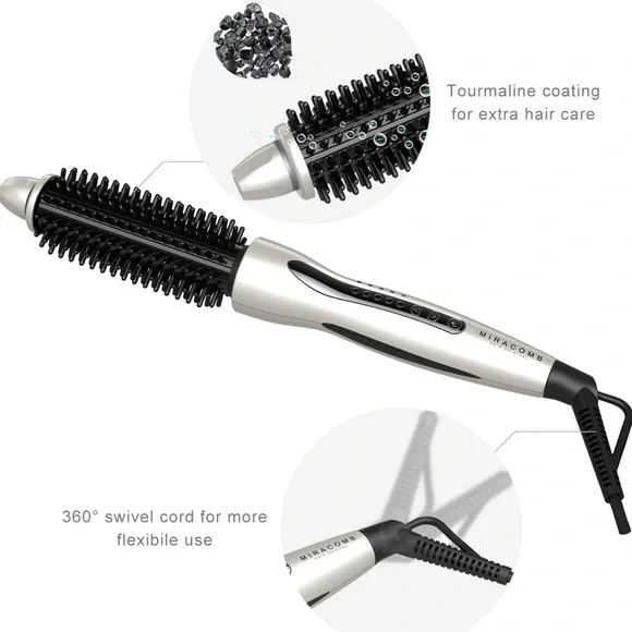 MiraComb Hair Curler Straightening Brush Multi Styler 1 Inch Curling Iron - Picture 4 of 8